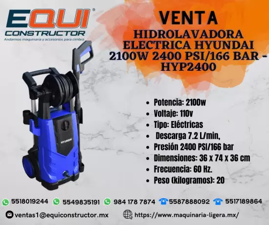HIDROLAVADORA ELECTRICA HYUNDAI 2100W 2400 PSI/166